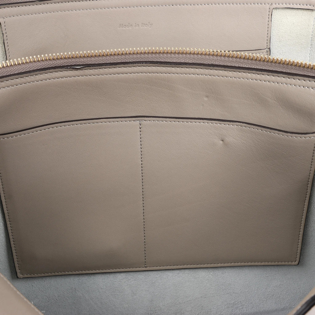 Celine Tri-Fold Leather Shoulder Bag in Greige