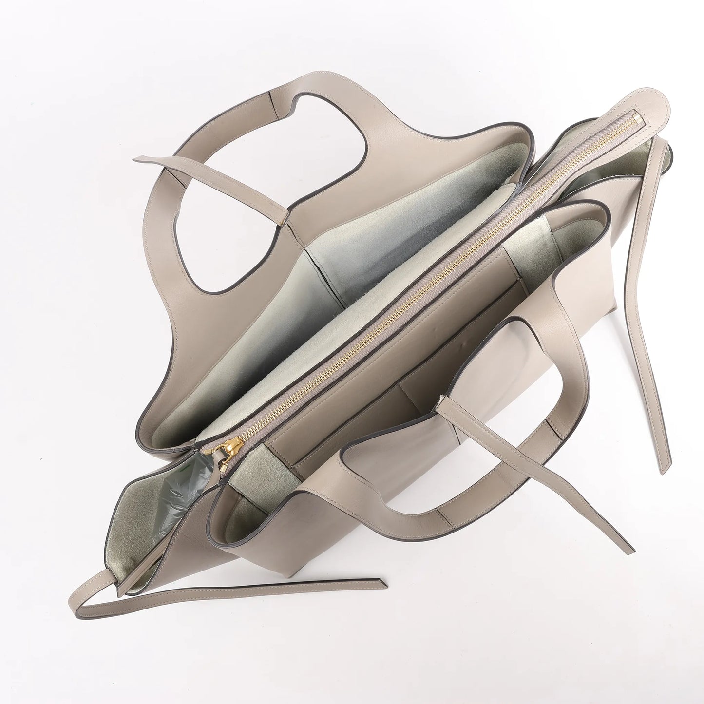 Sac à bandoulière en cuir à trois volets Celine en grège