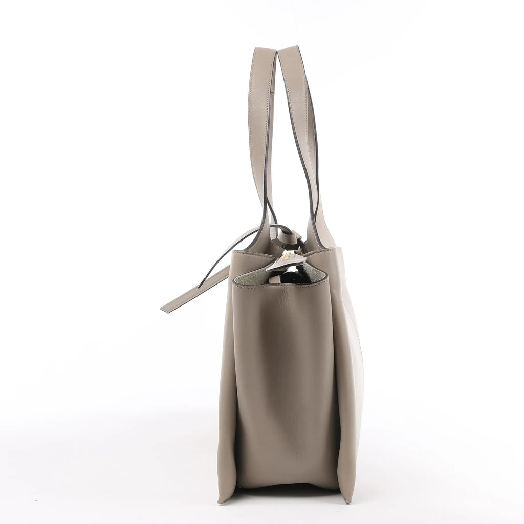 Celine Tri-Fold Leather Shoulder Bag in Greige