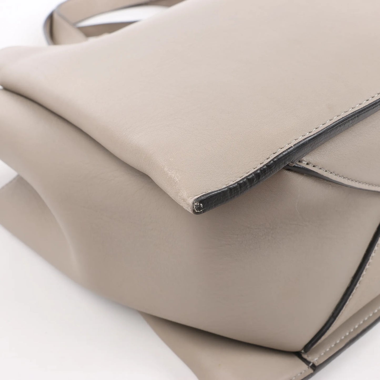 Celine Tri-Fold Leather Shoulder Bag in Greige