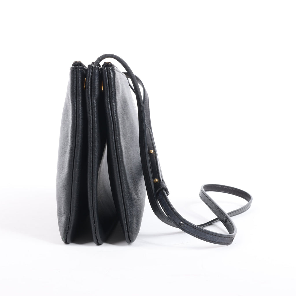 Celine Trio Large Leather Crossbody bag in Black