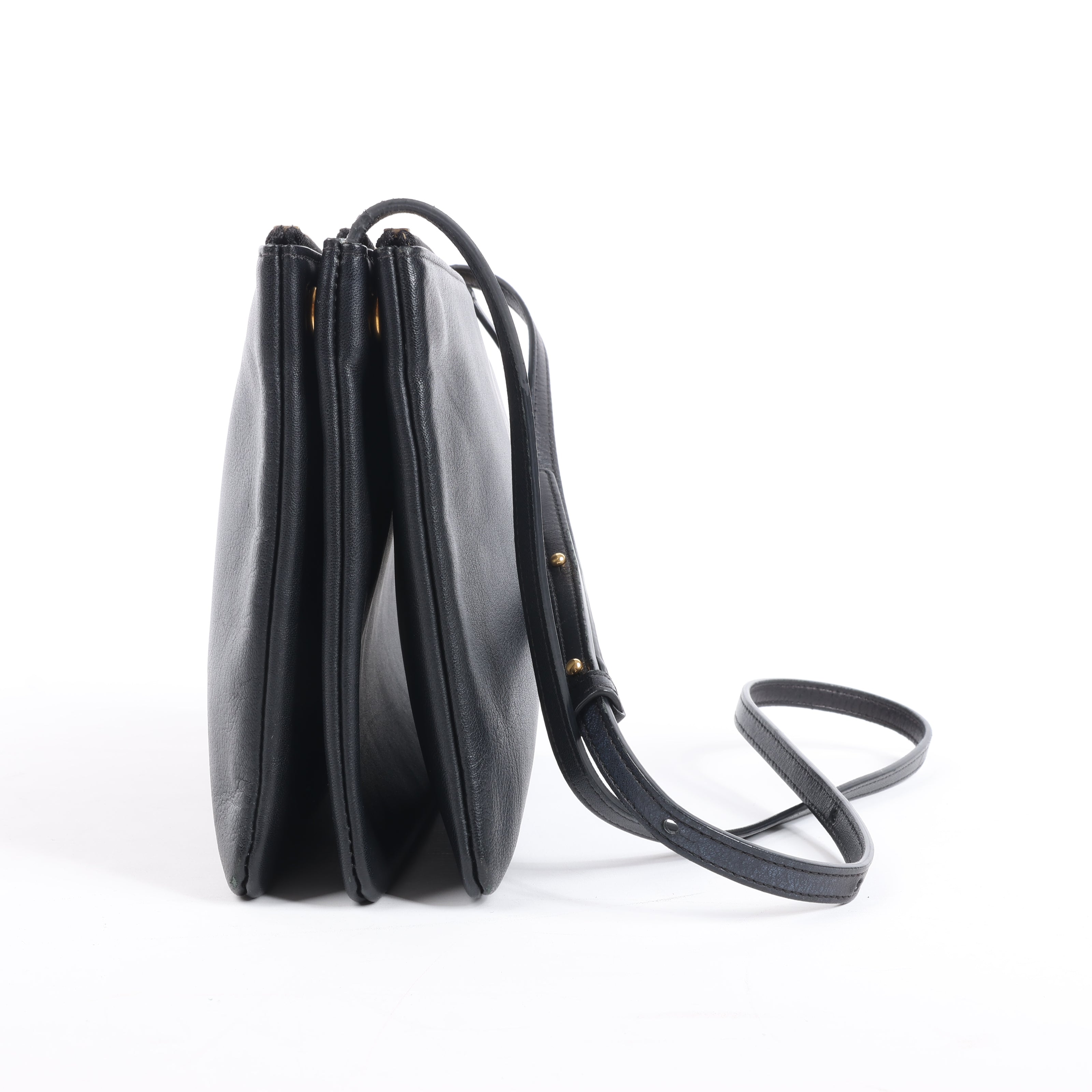 Celine Trio Large Leather Crossbody bag in Black