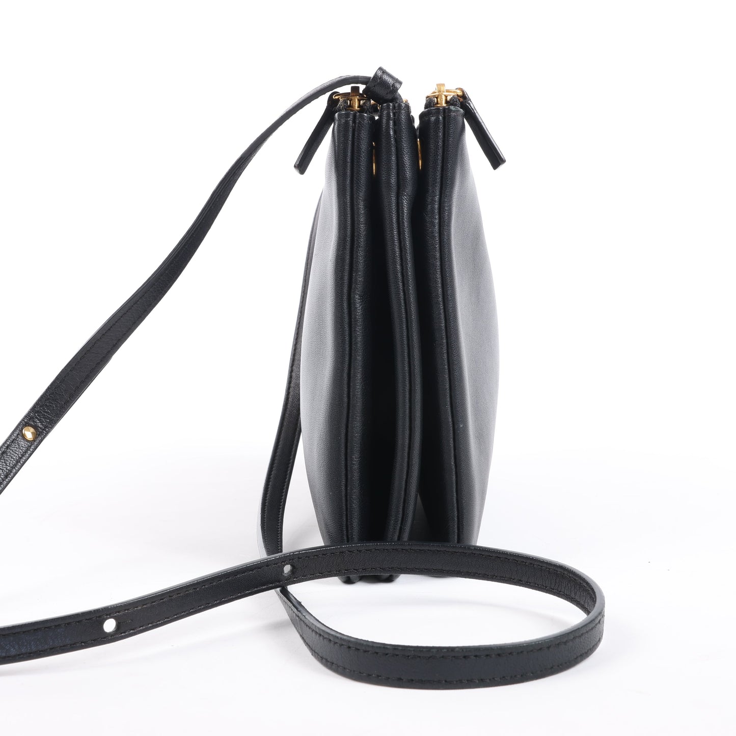 Celine Trio Large Leather Crossbody bag in Black