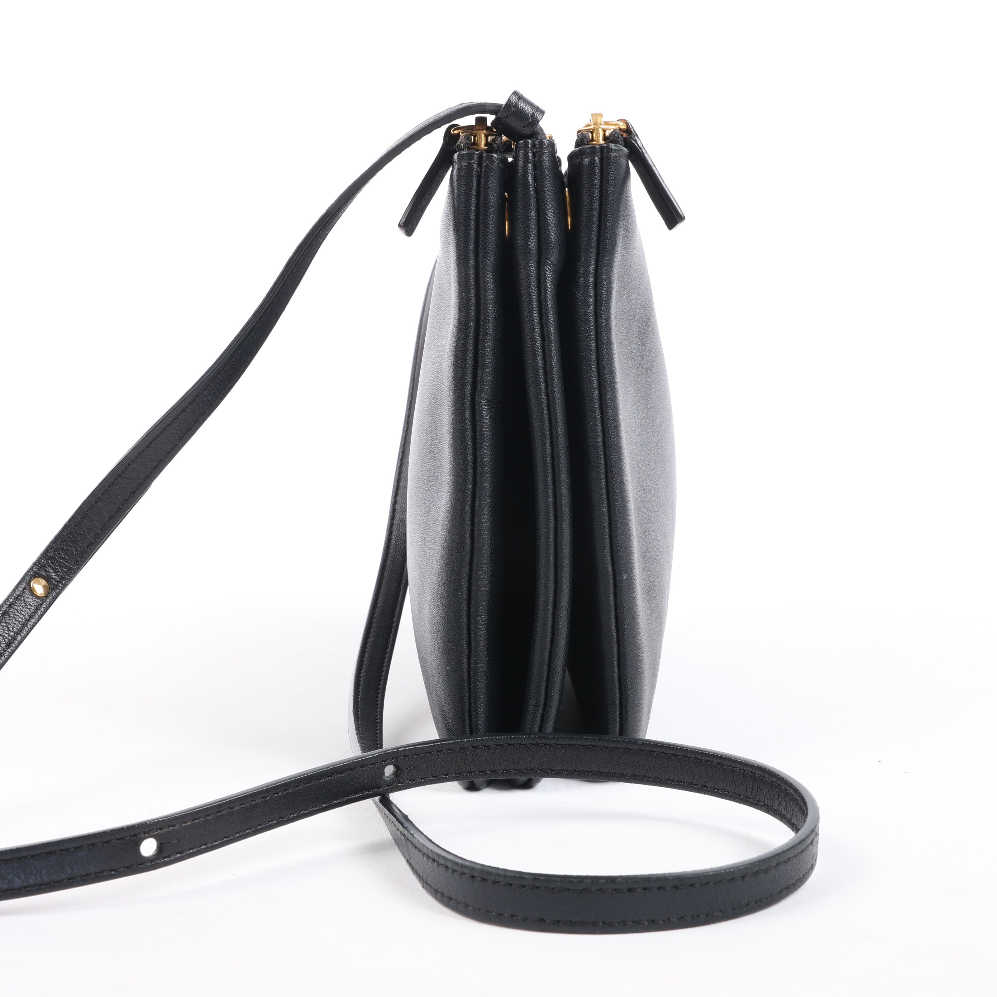 Celine Trio Large Leather Crossbody bag in Black