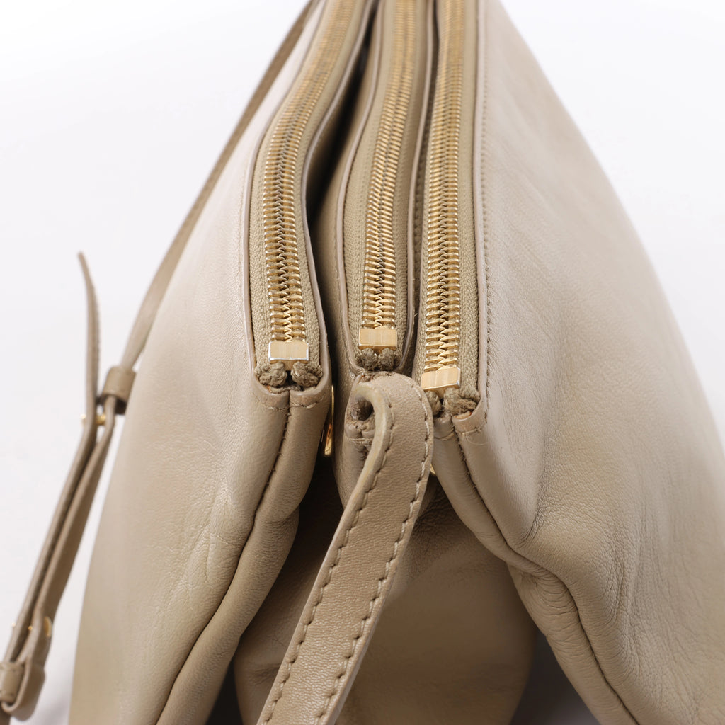 Celine Trio Large Leather Crossbody Bag in Beige