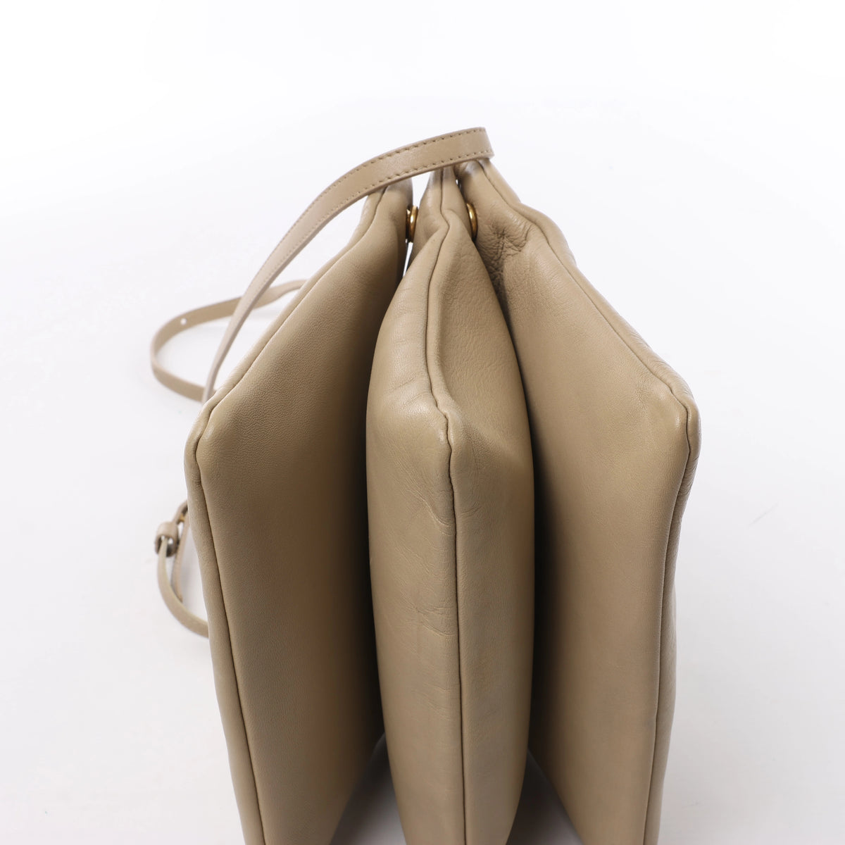 Celine Trio Large Leather Crossbody Bag in Beige