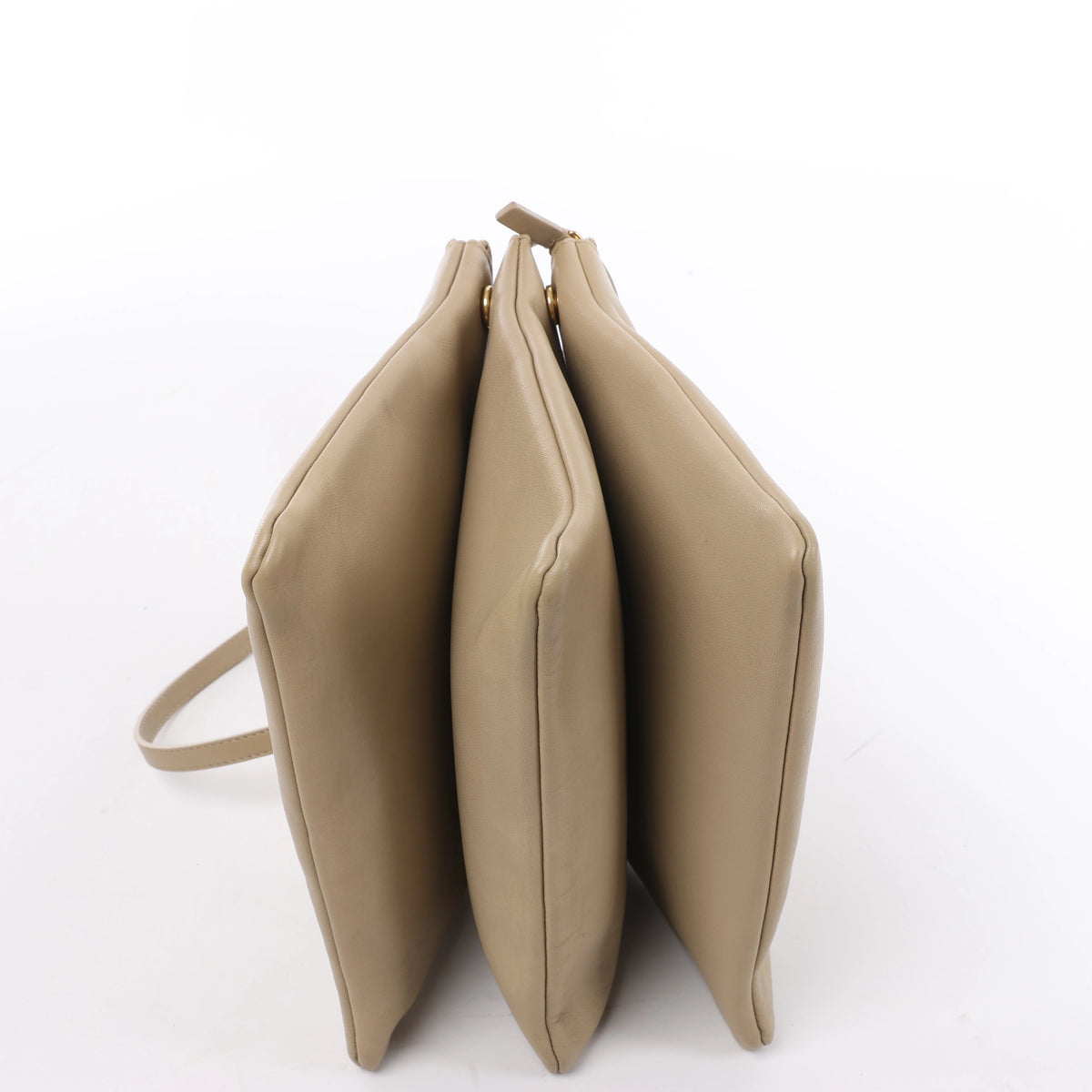 Celine Trio Large Leather Crossbody Bag in Beige