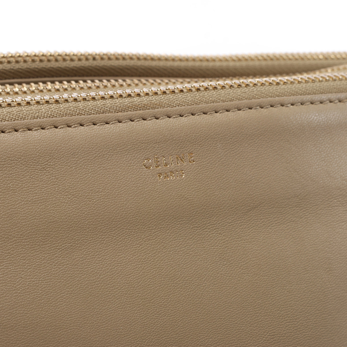 Celine Trio Large Leather Crossbody Bag in Beige