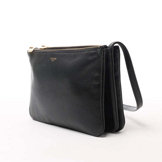 Celine Trio Small Leather Crossbody bag in Black