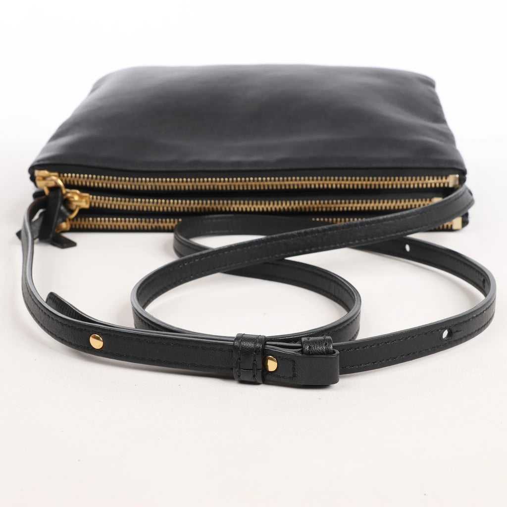 Celine Trio Large Leather Crossbody bag in Black