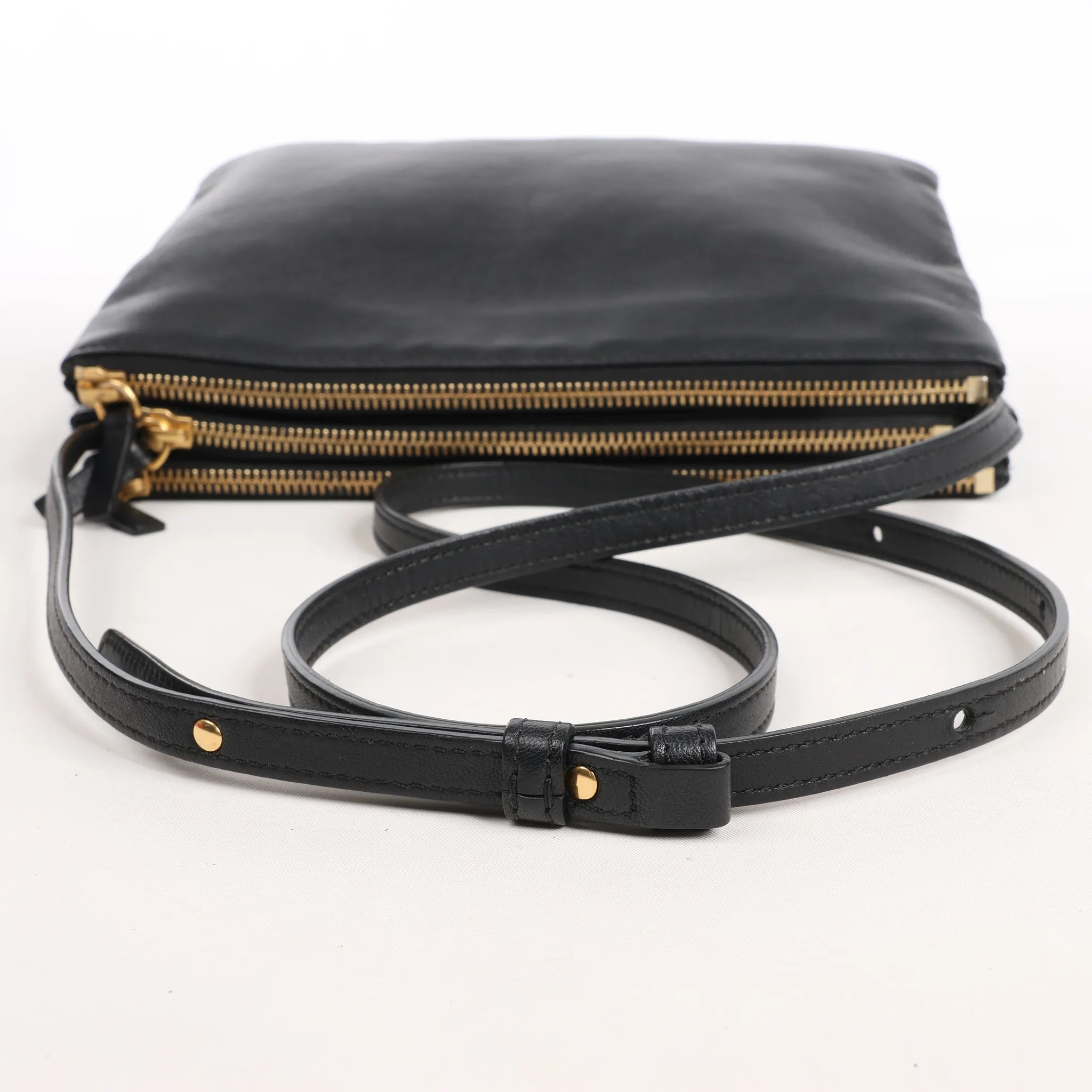 Celine Trio Large Leather Crossbody bag in Black