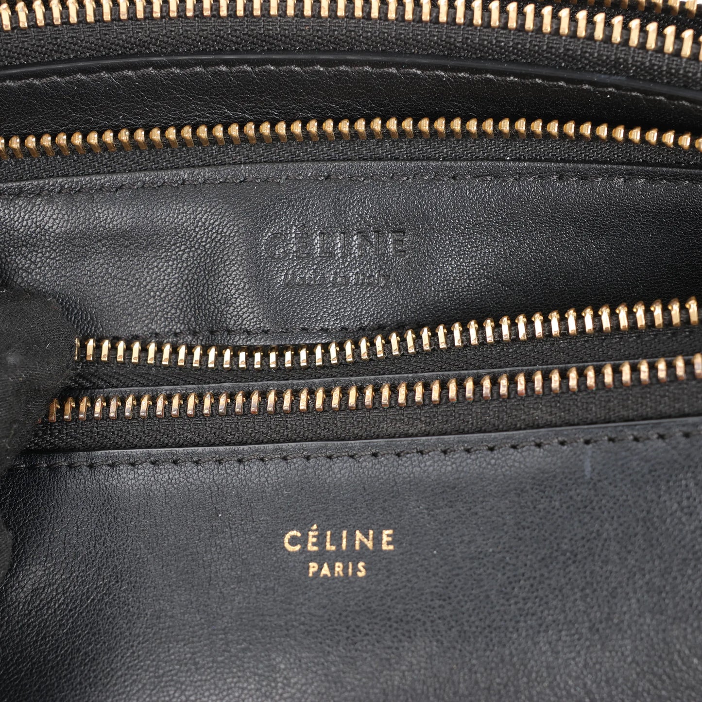 Celine Trio Large Leather Crossbody bag in Black