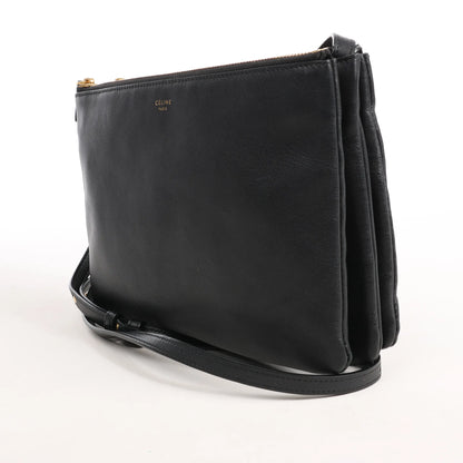 Celine Trio Large Leather Crossbody bag in Black