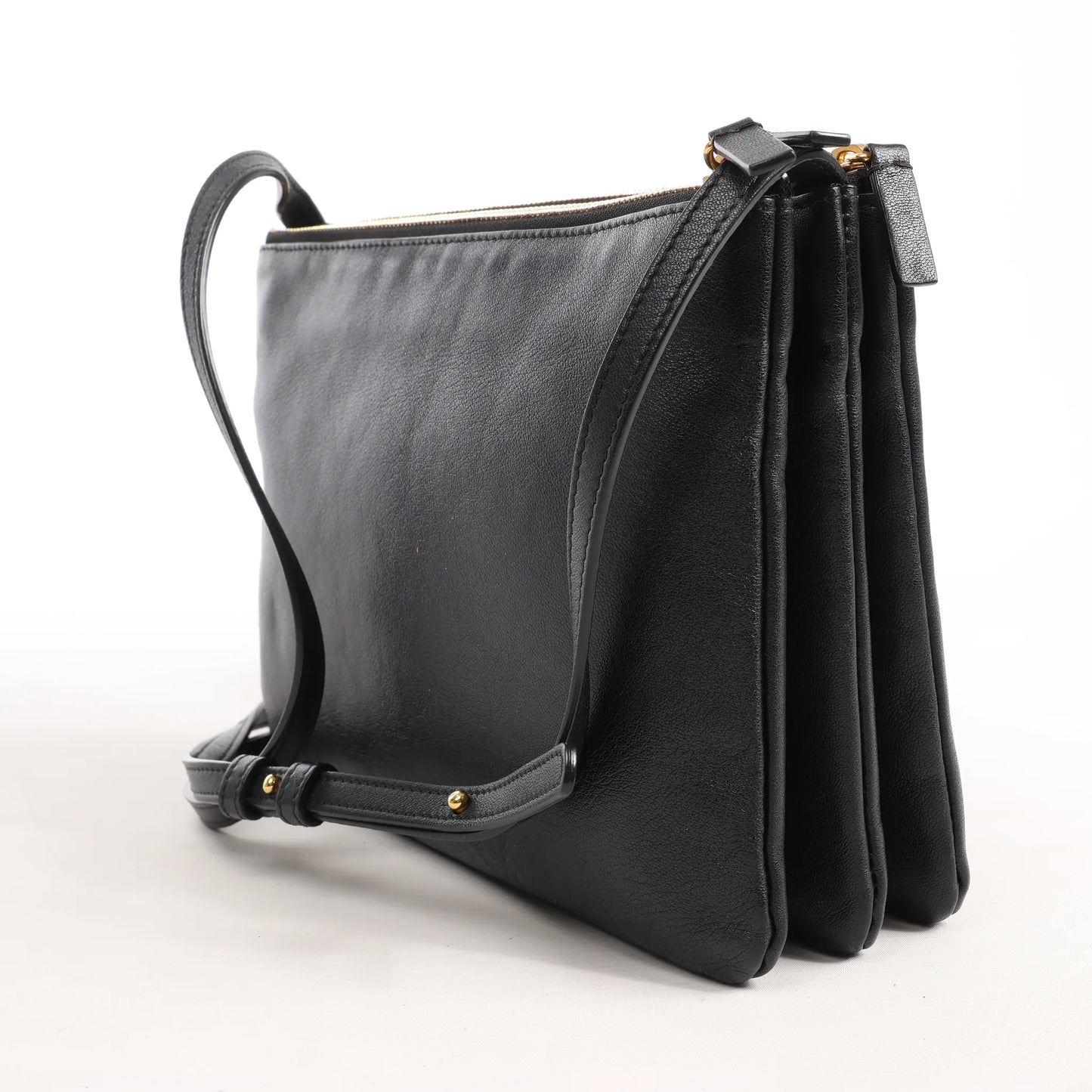 Celine Trio Large Leather Crossbody bag in Black