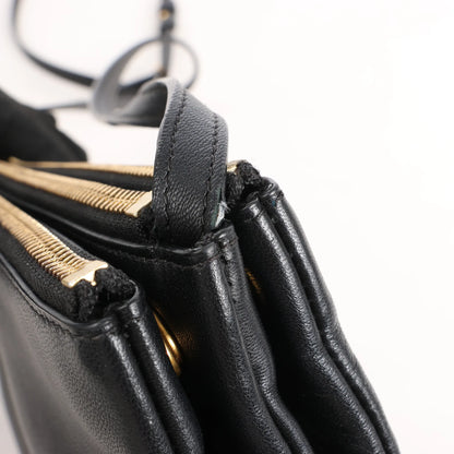 Celine Trio Large Leather Crossbody bag in Black