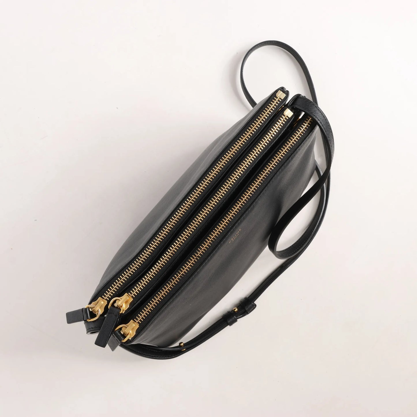 Celine Trio Large Leather Crossbody bag in Black