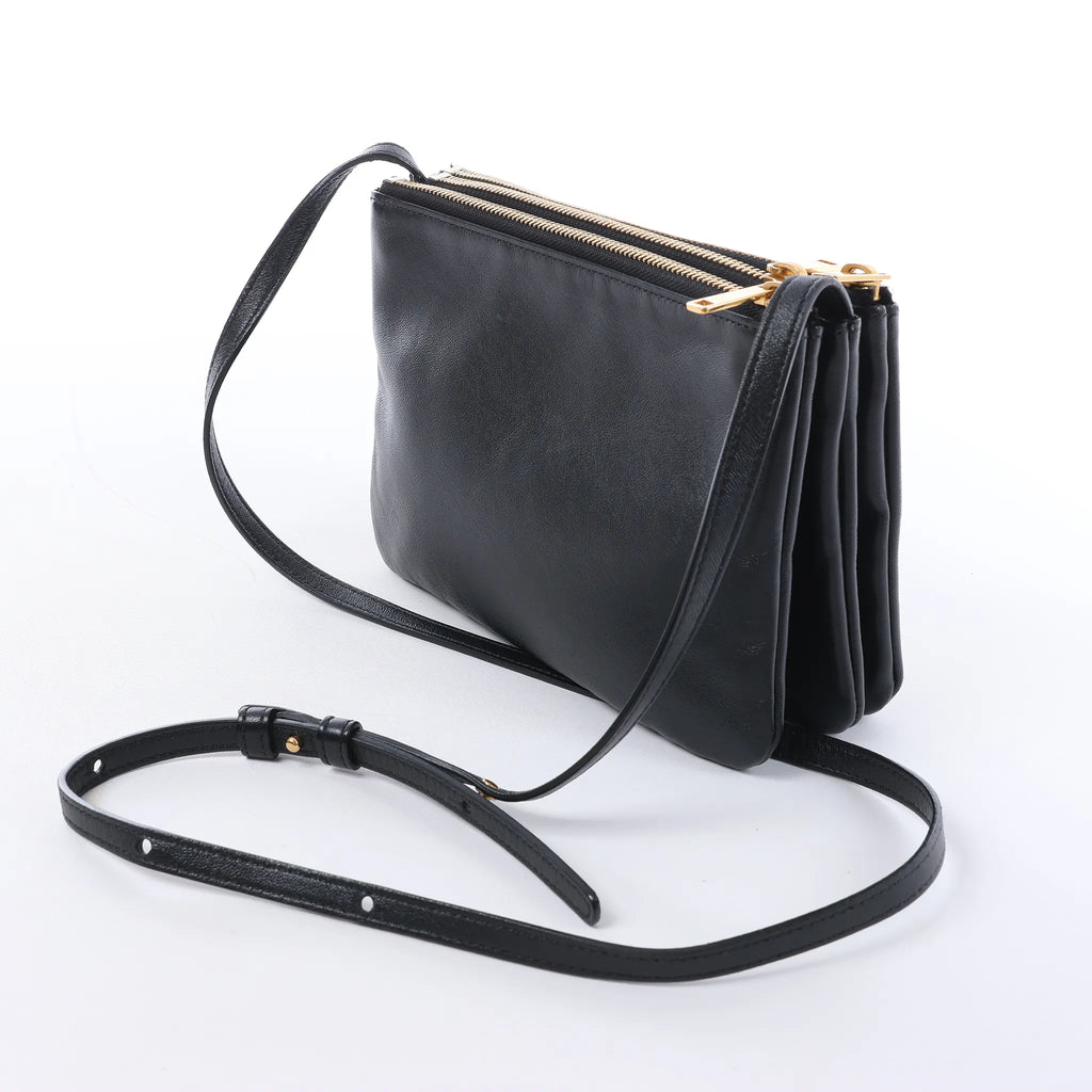 Celine Trio Small Leather Crossbody bag in Black