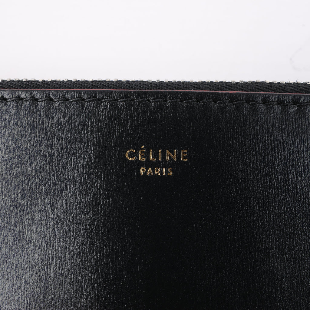 Celine Trio Oversized Edge Leather Crossbody bag in Black