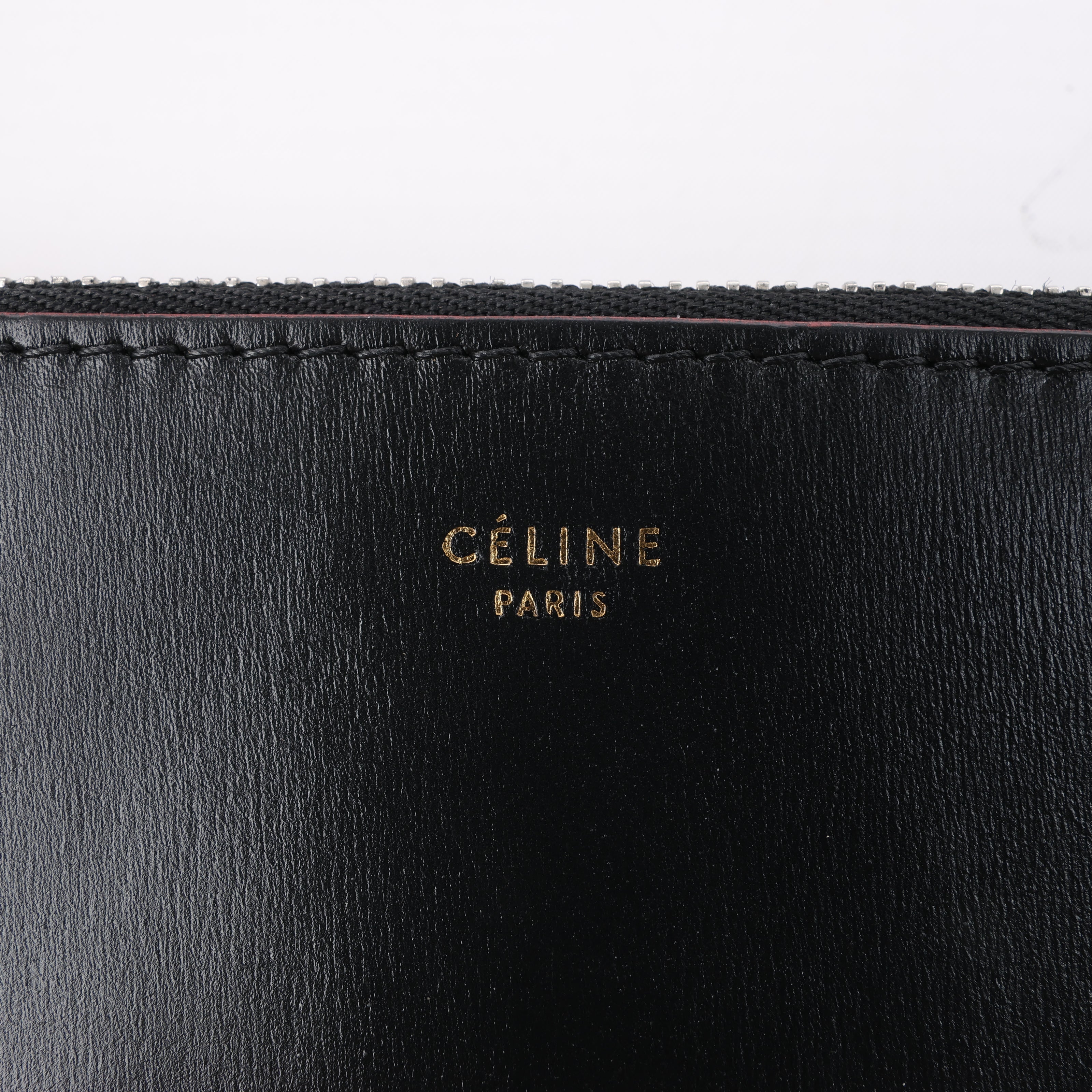 Celine Trio Oversized Edge Leather Crossbody bag in Black