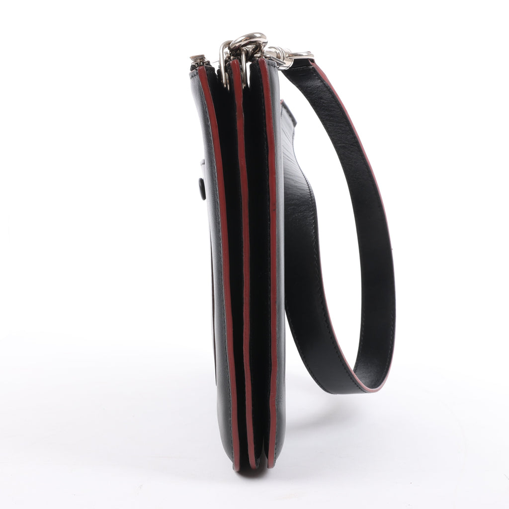 Celine Trio Oversized Edge Leather Crossbody bag in Black