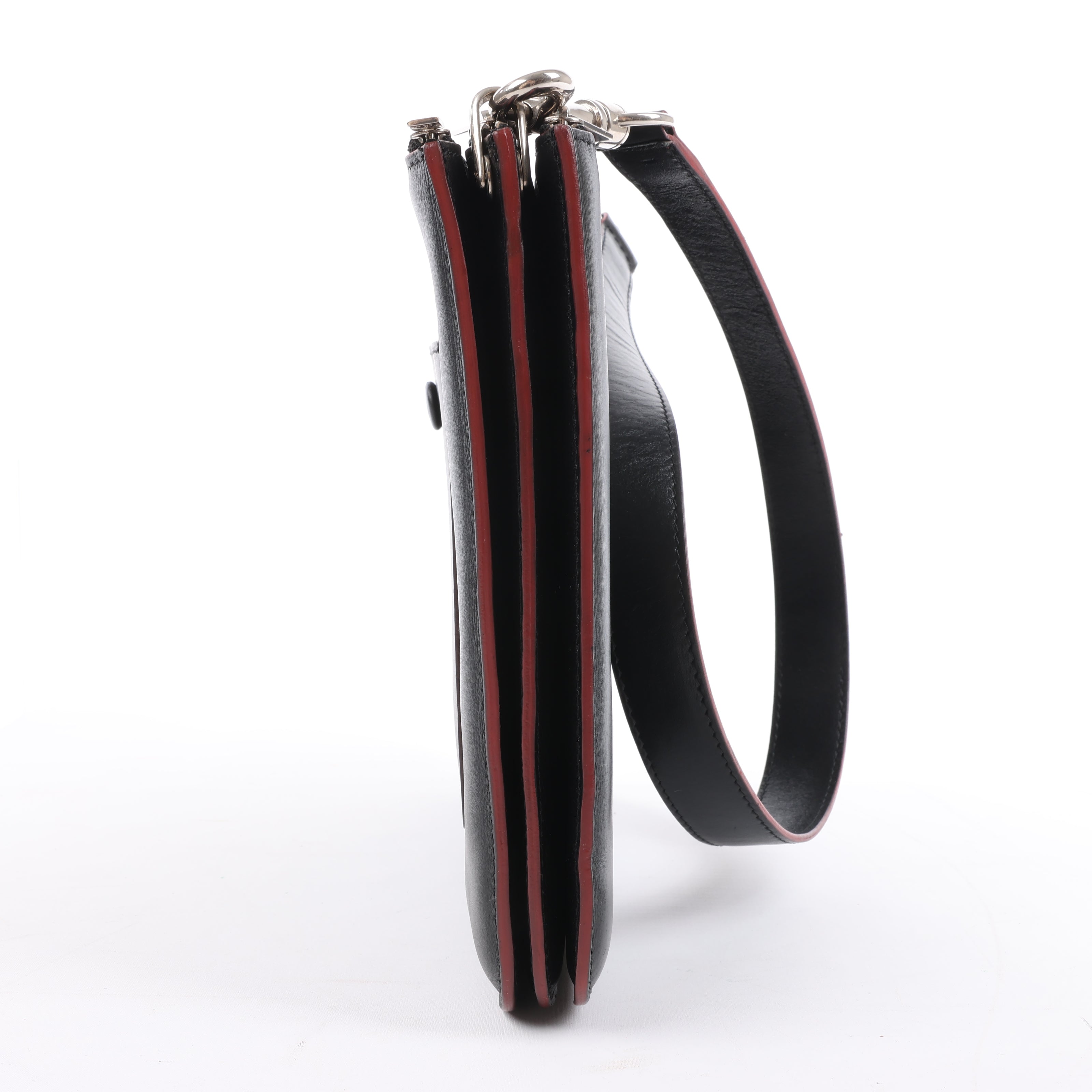 Celine Trio Oversized Edge Leather Crossbody bag in Black