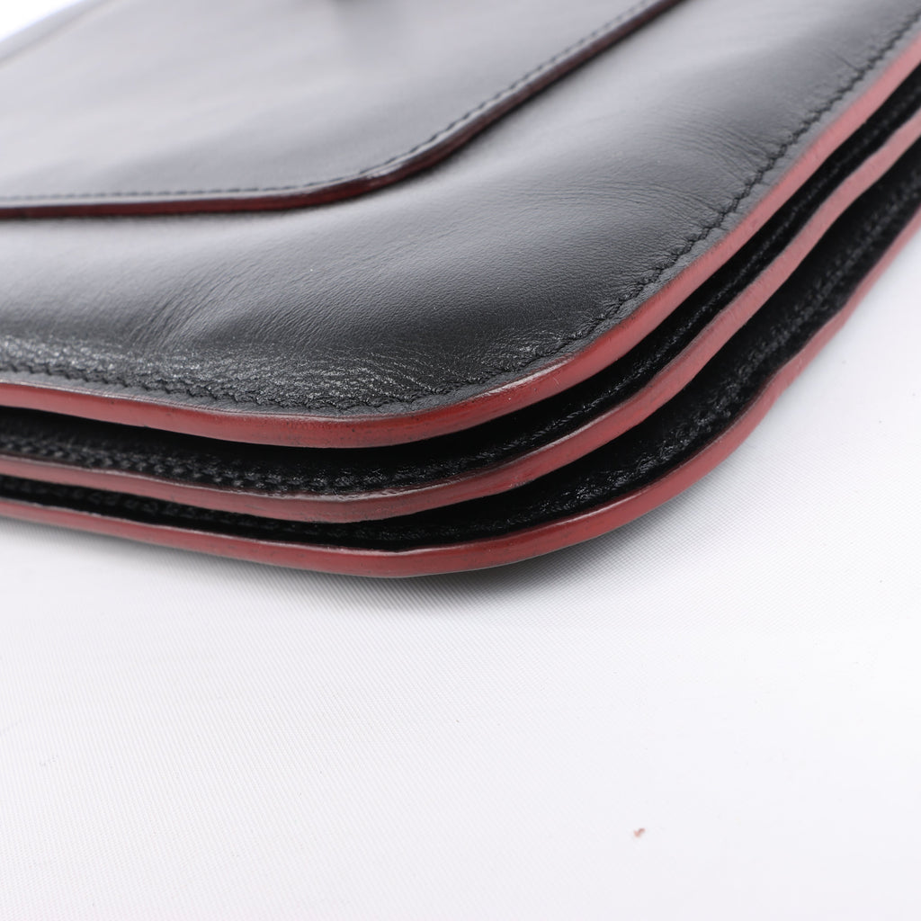 Celine Trio Oversized Edge Leather Crossbody bag in Black