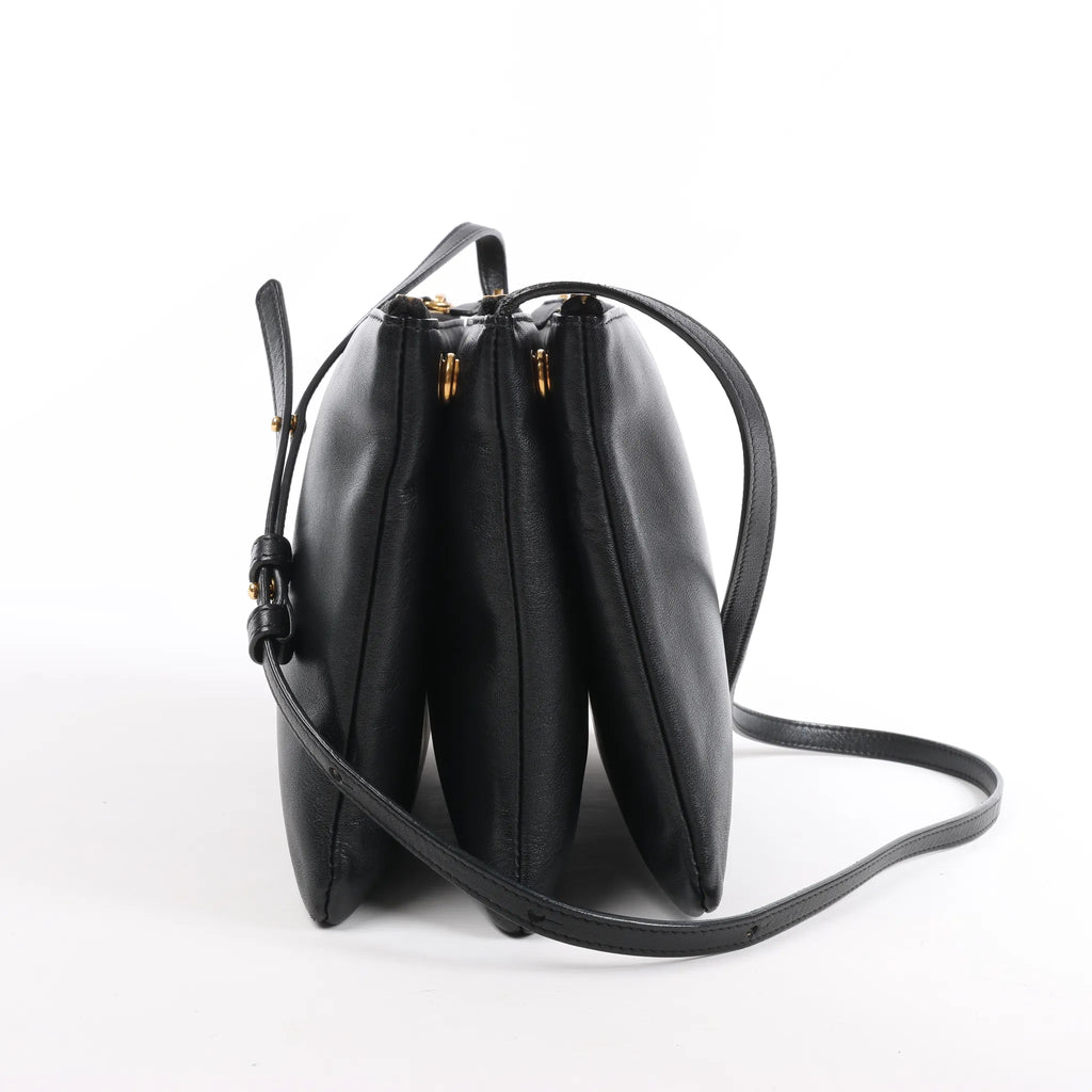 Celine Trio Large Leather Crossbody bag in Black