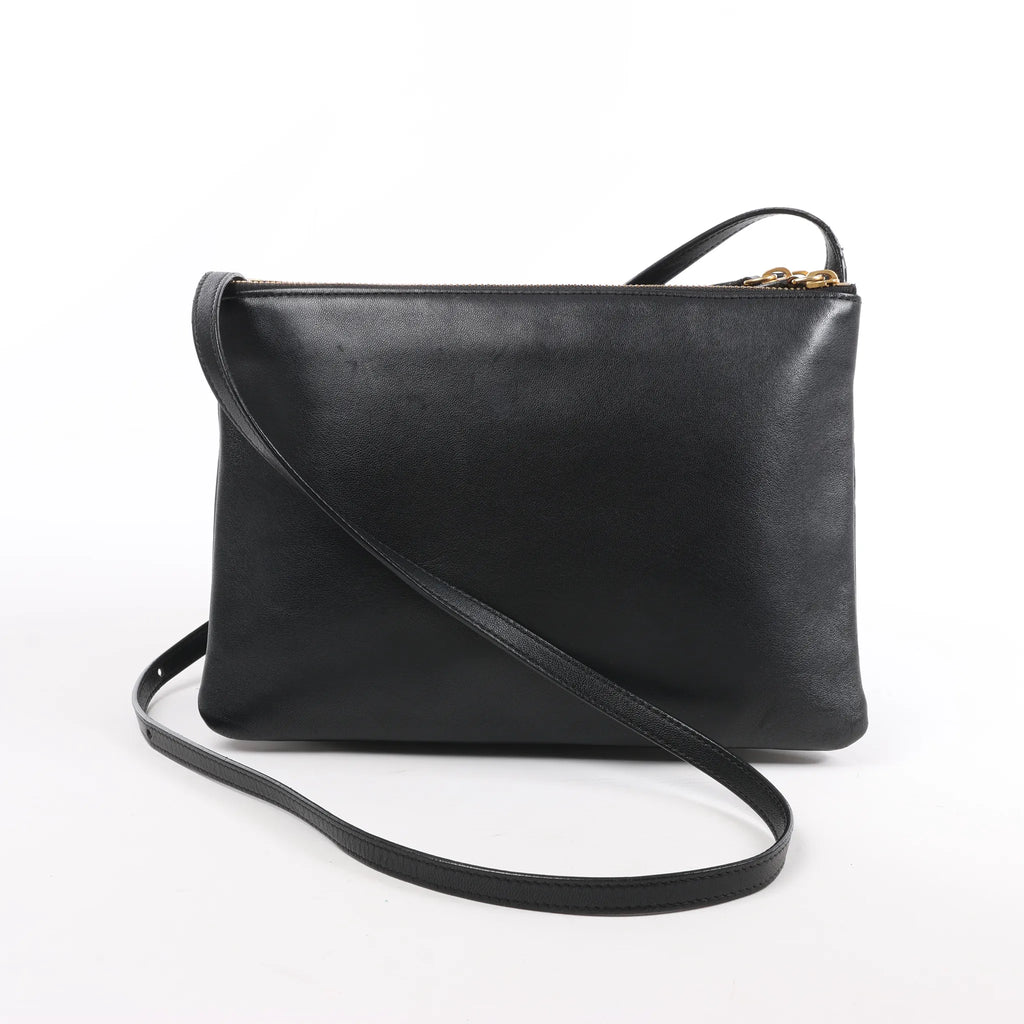 Celine Trio Large Leather Crossbody bag in Black