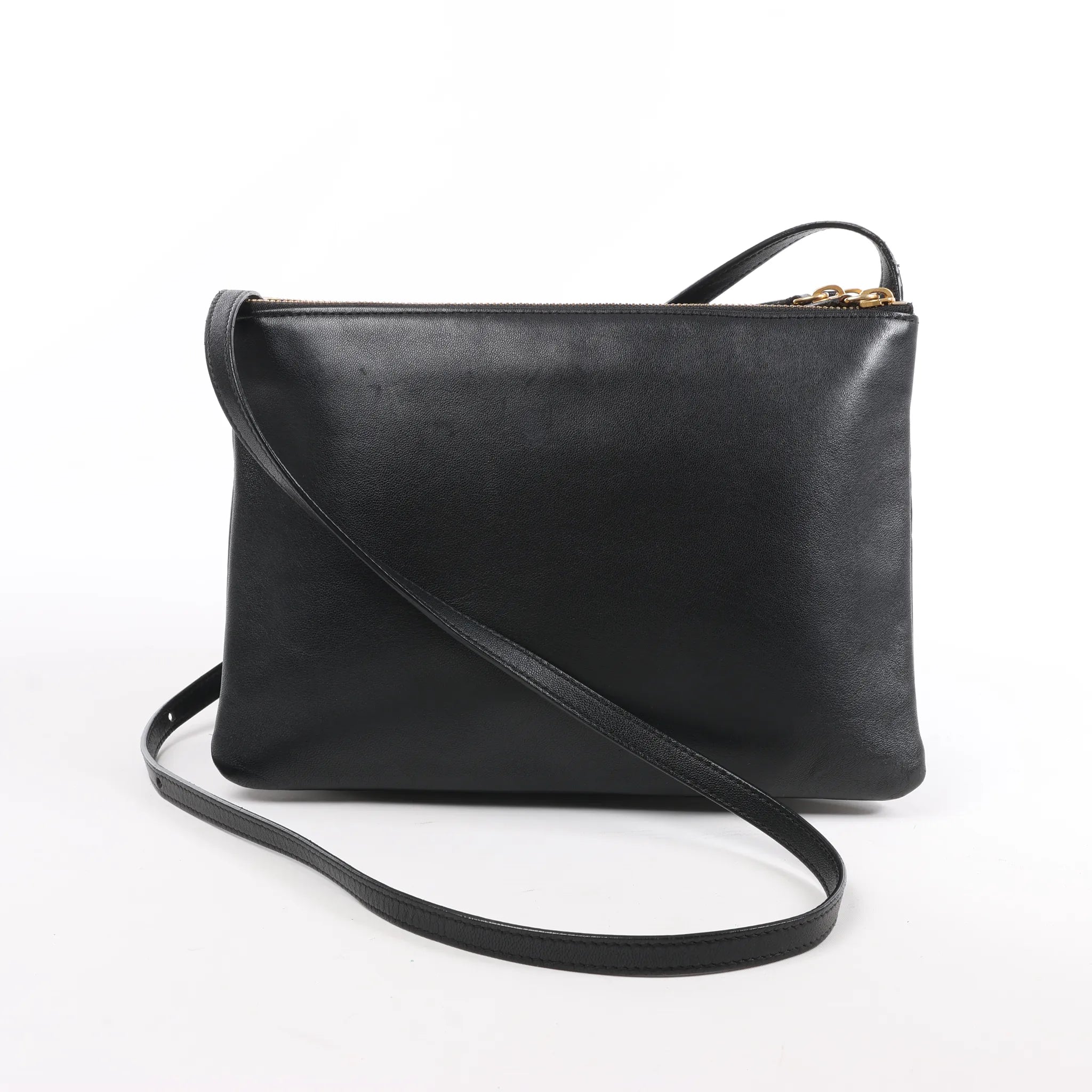 Celine Trio Large Leather Crossbody bag in Black