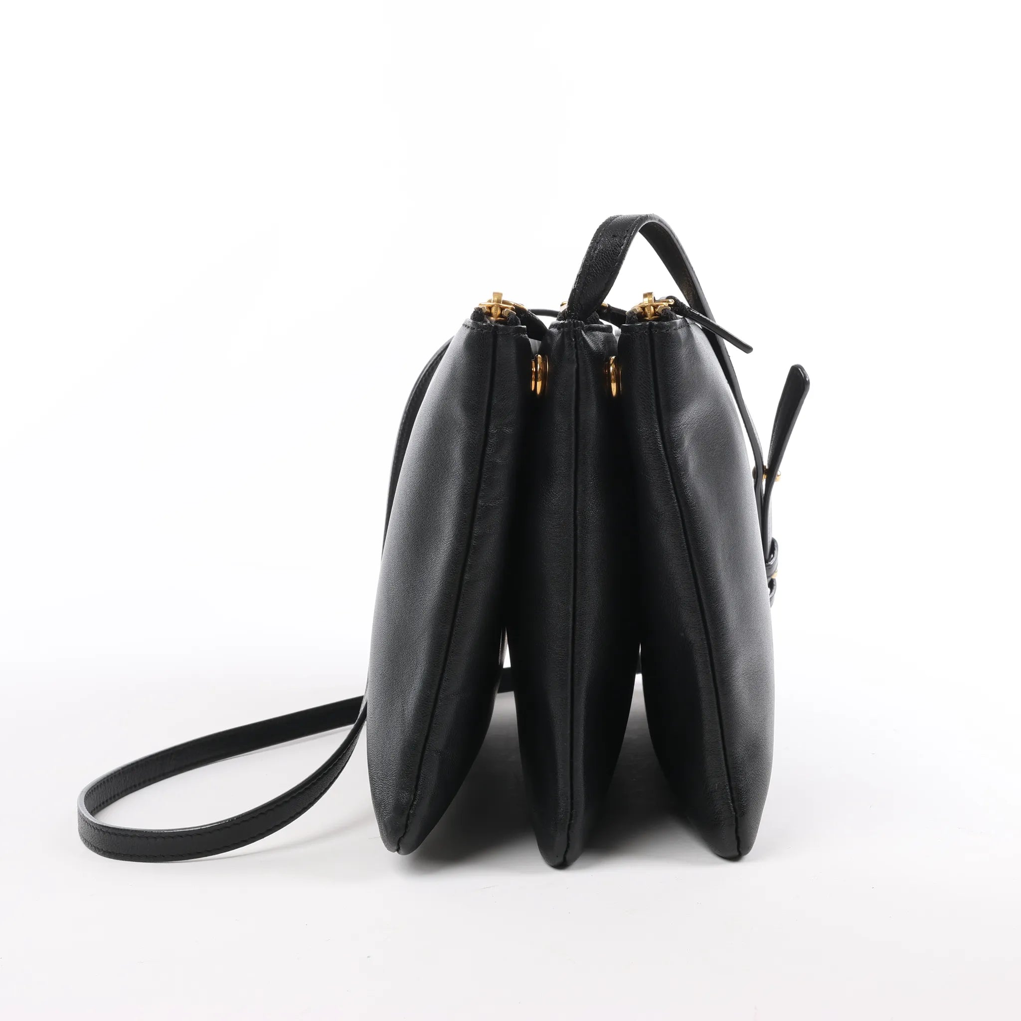 Celine Trio Large Leather Crossbody bag in Black
