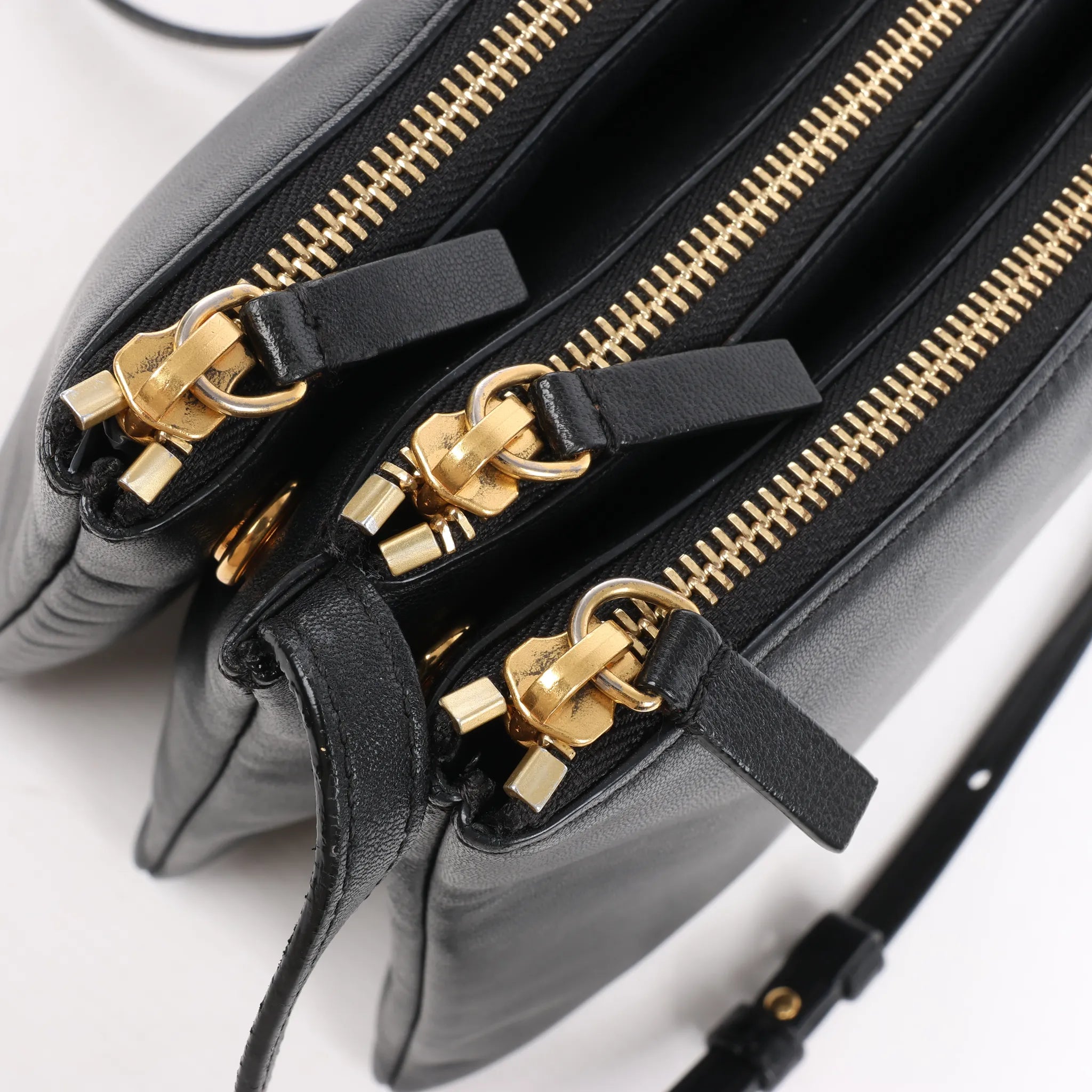 Celine Trio Large Leather Crossbody bag in Black