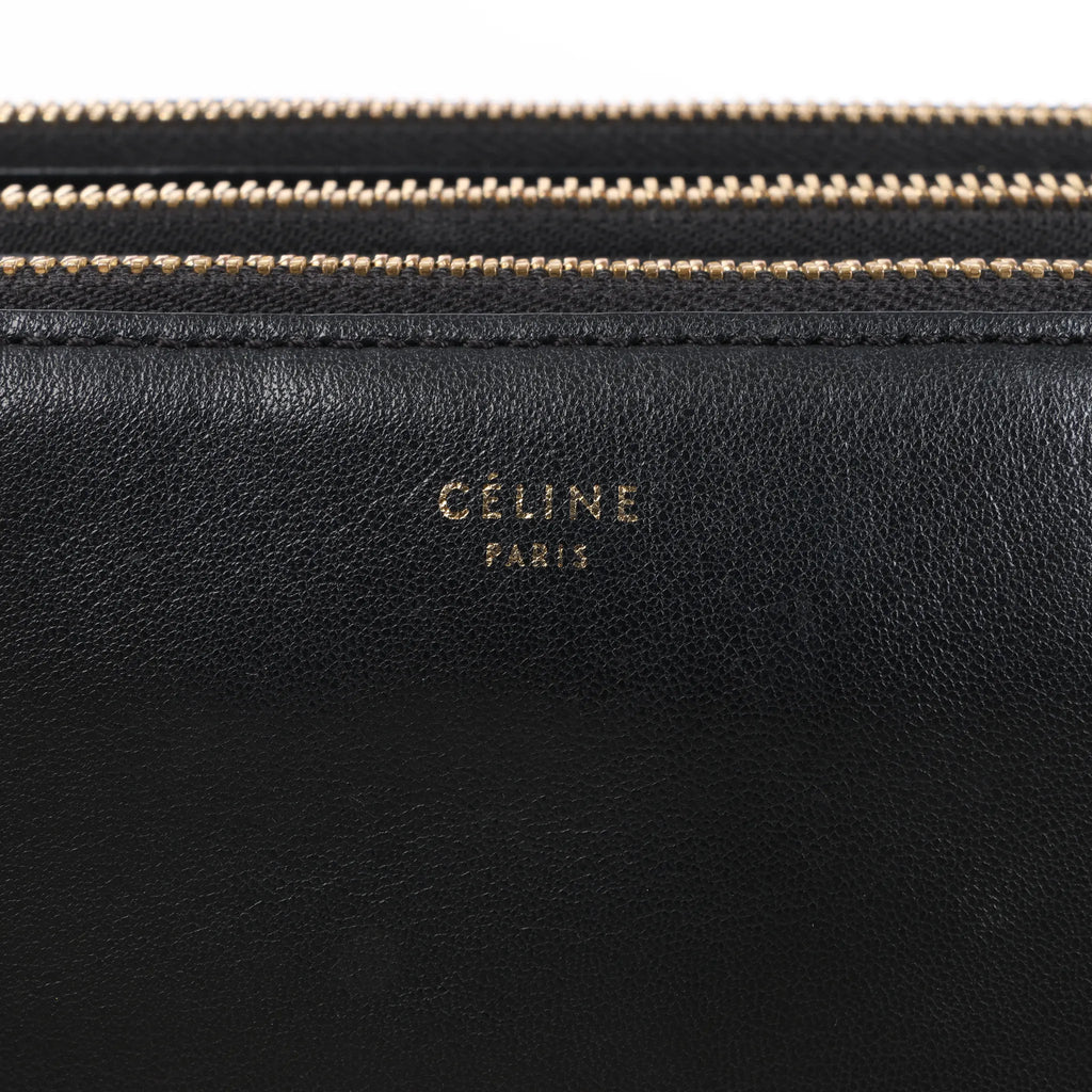 Celine Trio Large Leather Crossbody bag in Black