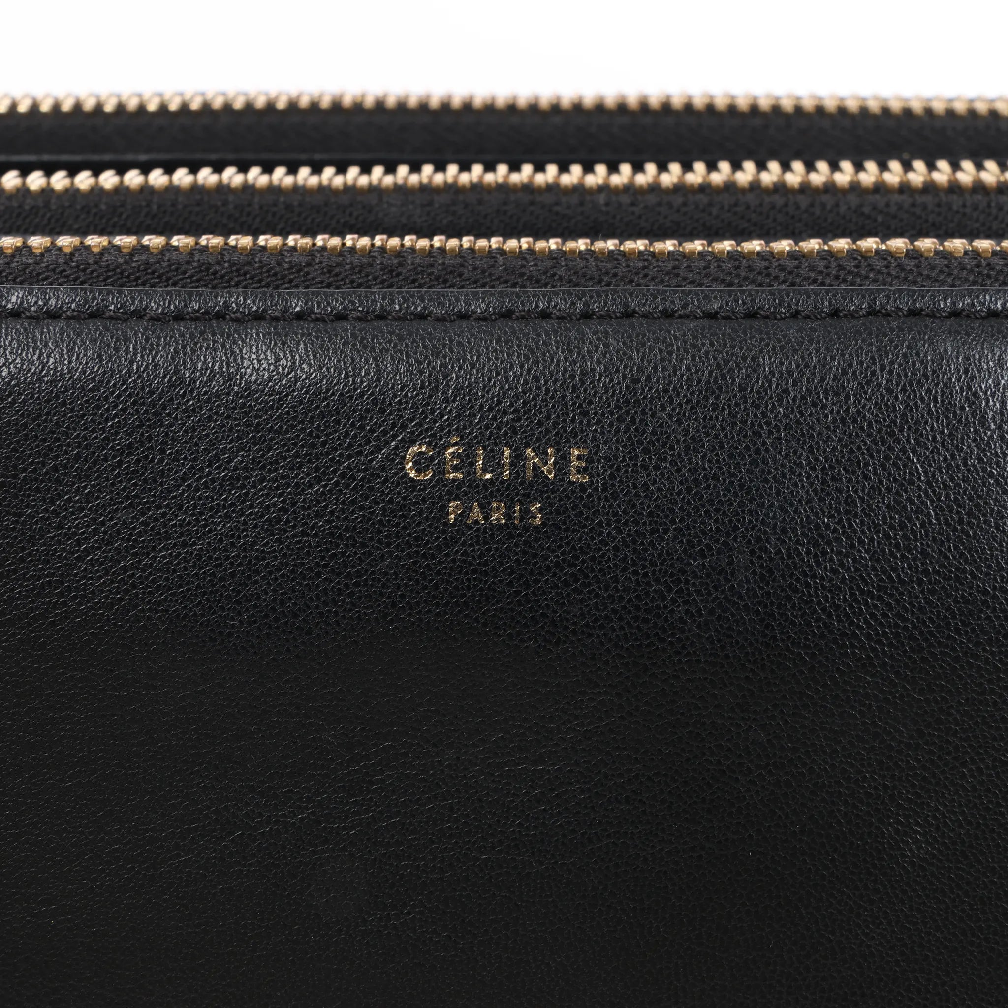 Celine Trio Large Leather Crossbody bag in Black