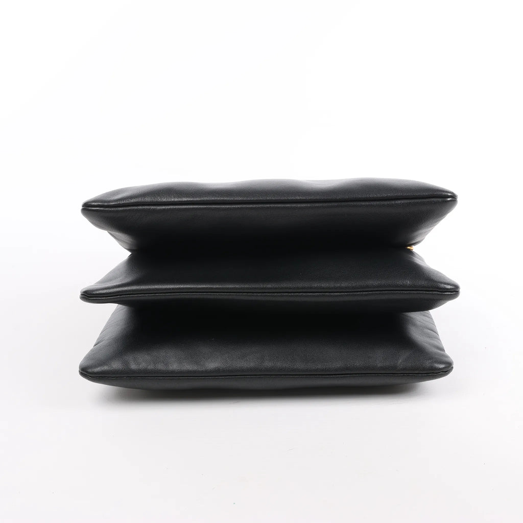 Celine Trio Large Leather Crossbody bag in Black