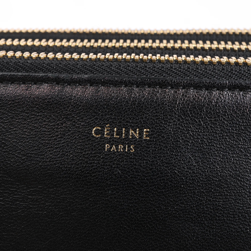 Celine Trio Large Leather Crossbody bag in Black