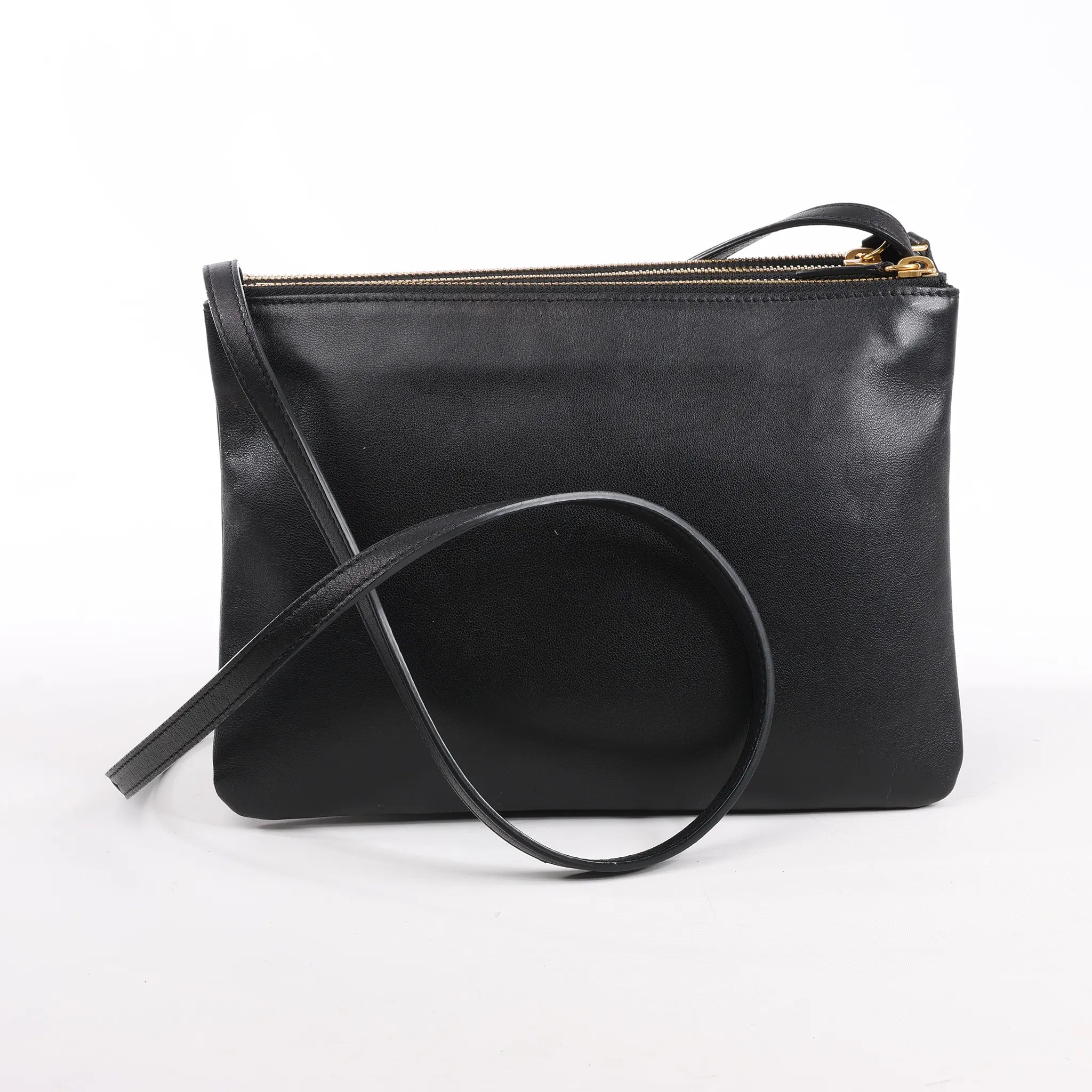 Celine Trio Large Leather Crossbody bag in Black