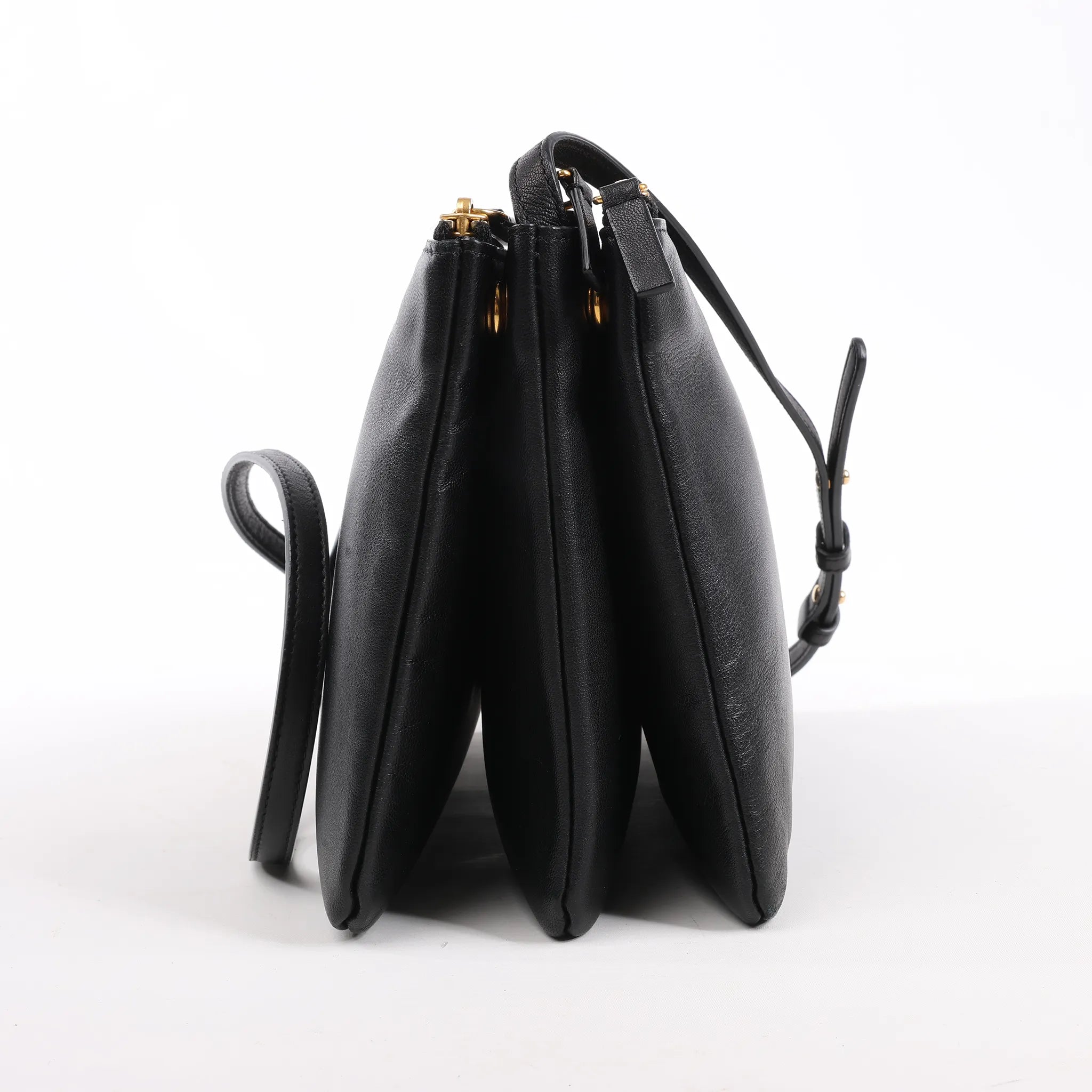 Celine Trio Large Leather Crossbody bag in Black