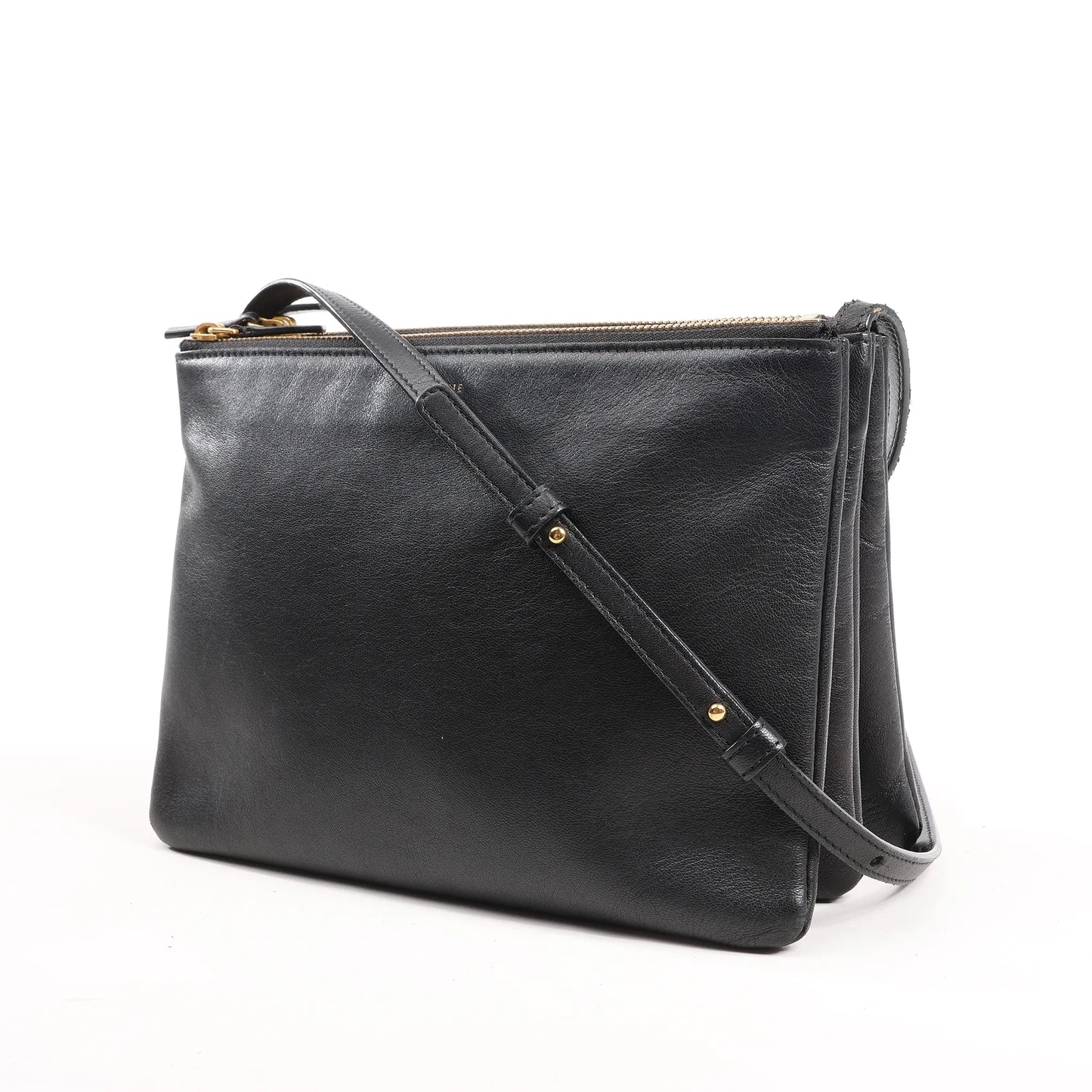 Celine Trio Large Leather Crossbody bag in Black