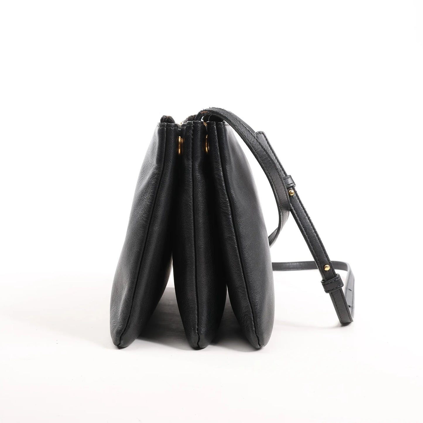 Celine Trio Large Leather Crossbody bag in Black