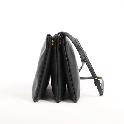 Celine Trio Large Leather Crossbody bag in Black