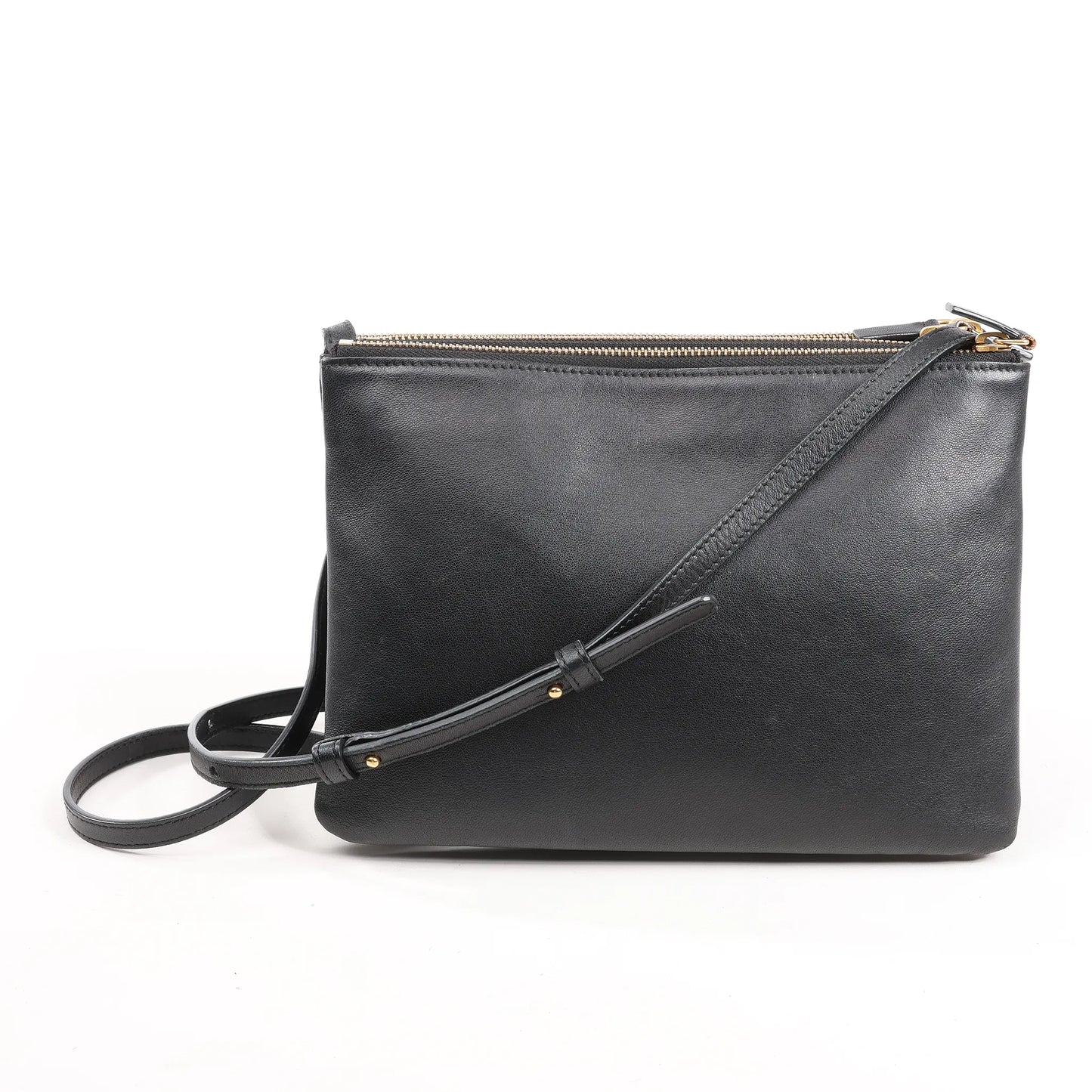 Celine Trio Large Leather Crossbody bag in Black