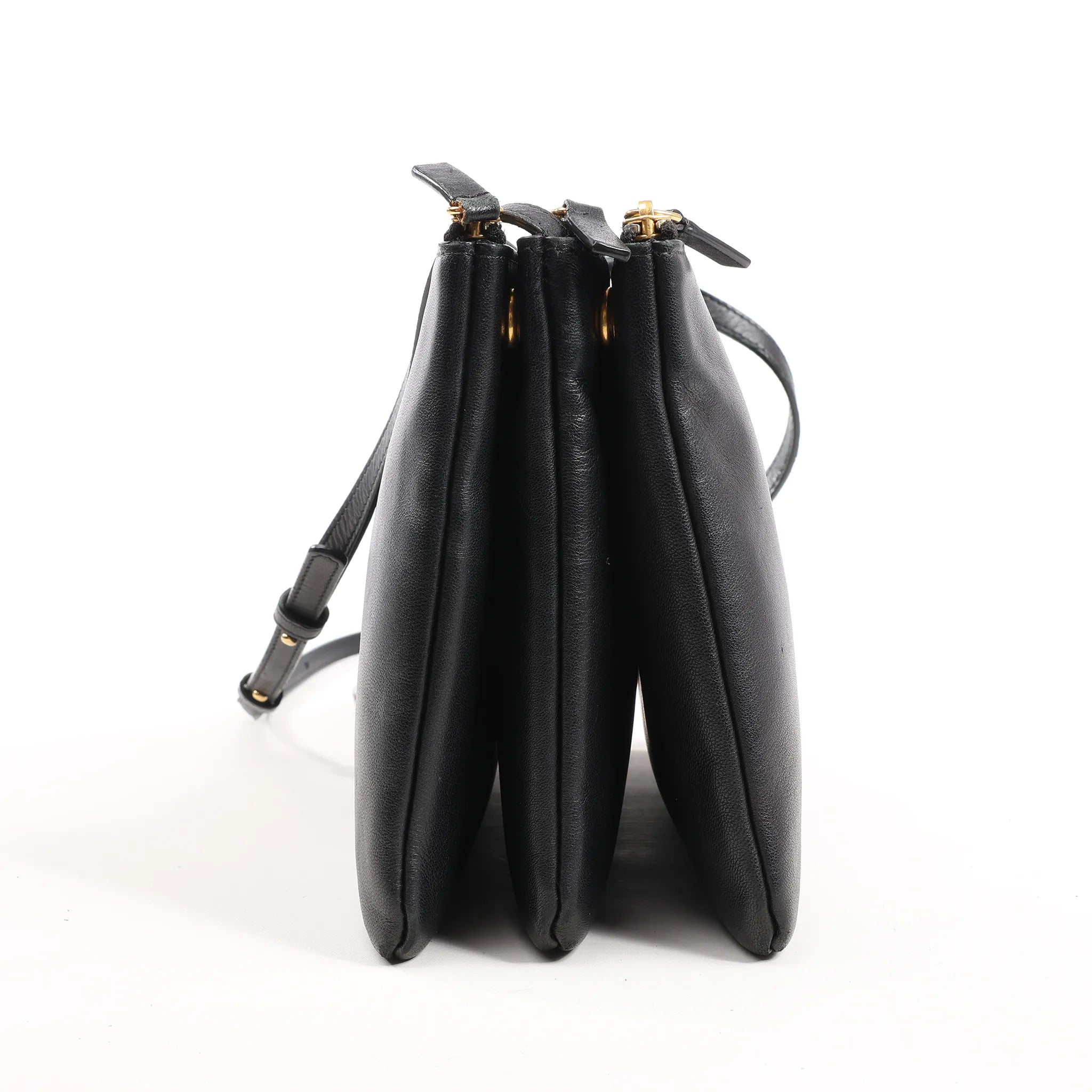 Celine Trio Large Leather Crossbody bag in Black