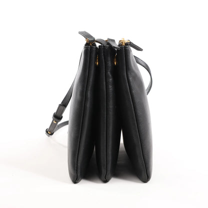 Celine Trio Large Leather Crossbody bag in Black