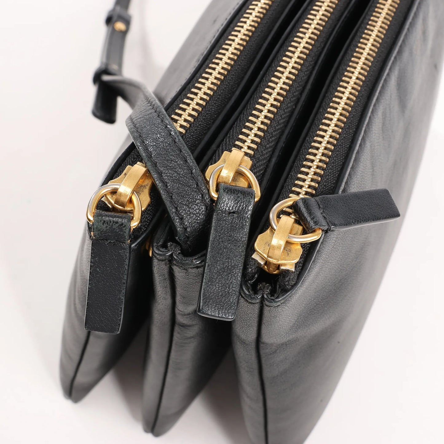 Celine Trio Large Leather Crossbody bag in Black