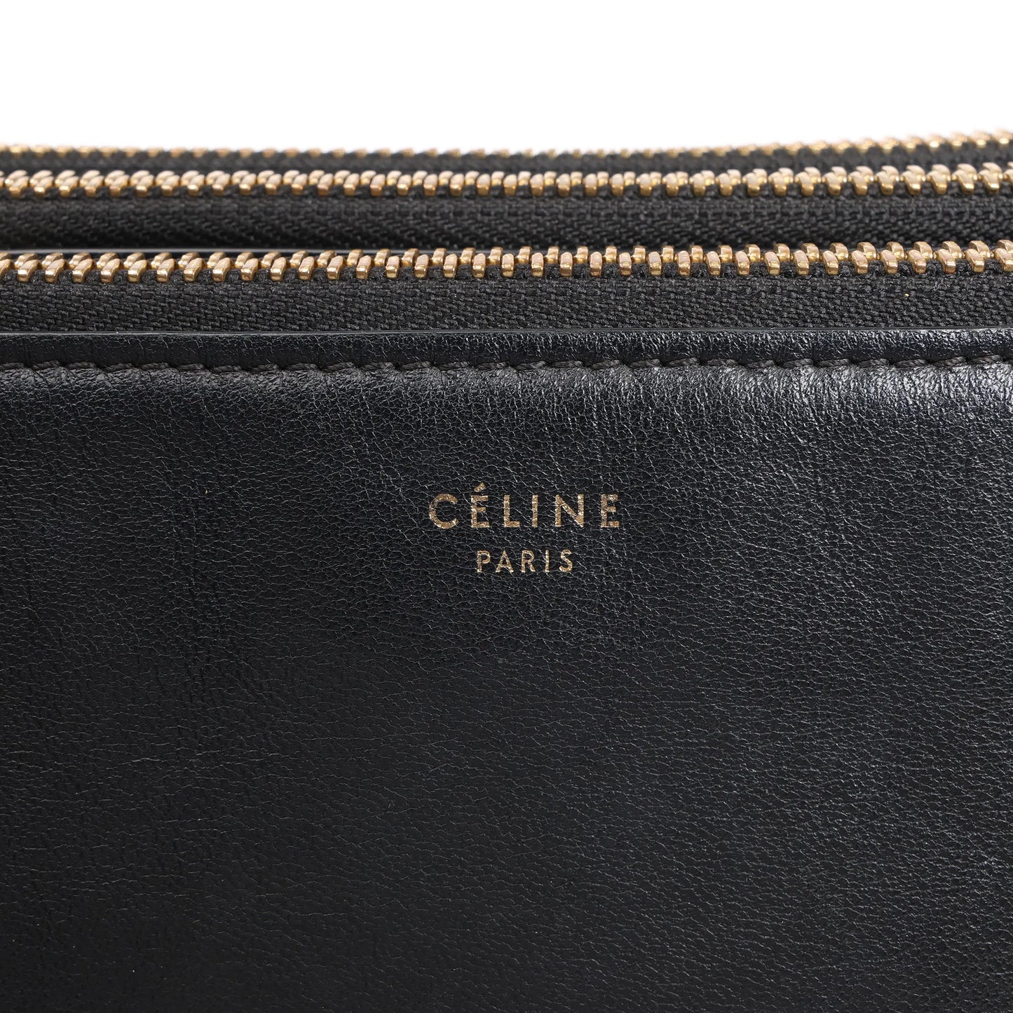 Celine Trio Large Leather Crossbody bag in Black