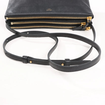 Celine Trio Large Leather Crossbody bag in Black