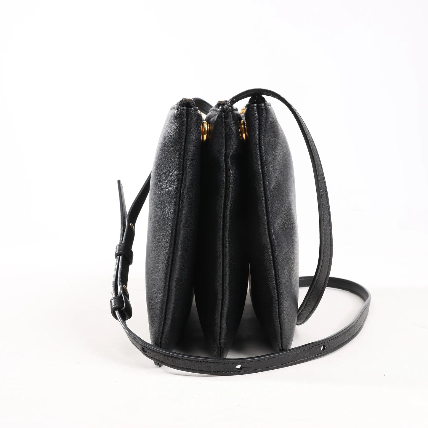 Celine Trio Large Leather Crossbody bag in Black