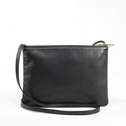 Celine Trio Large Leather Crossbody bag in Black