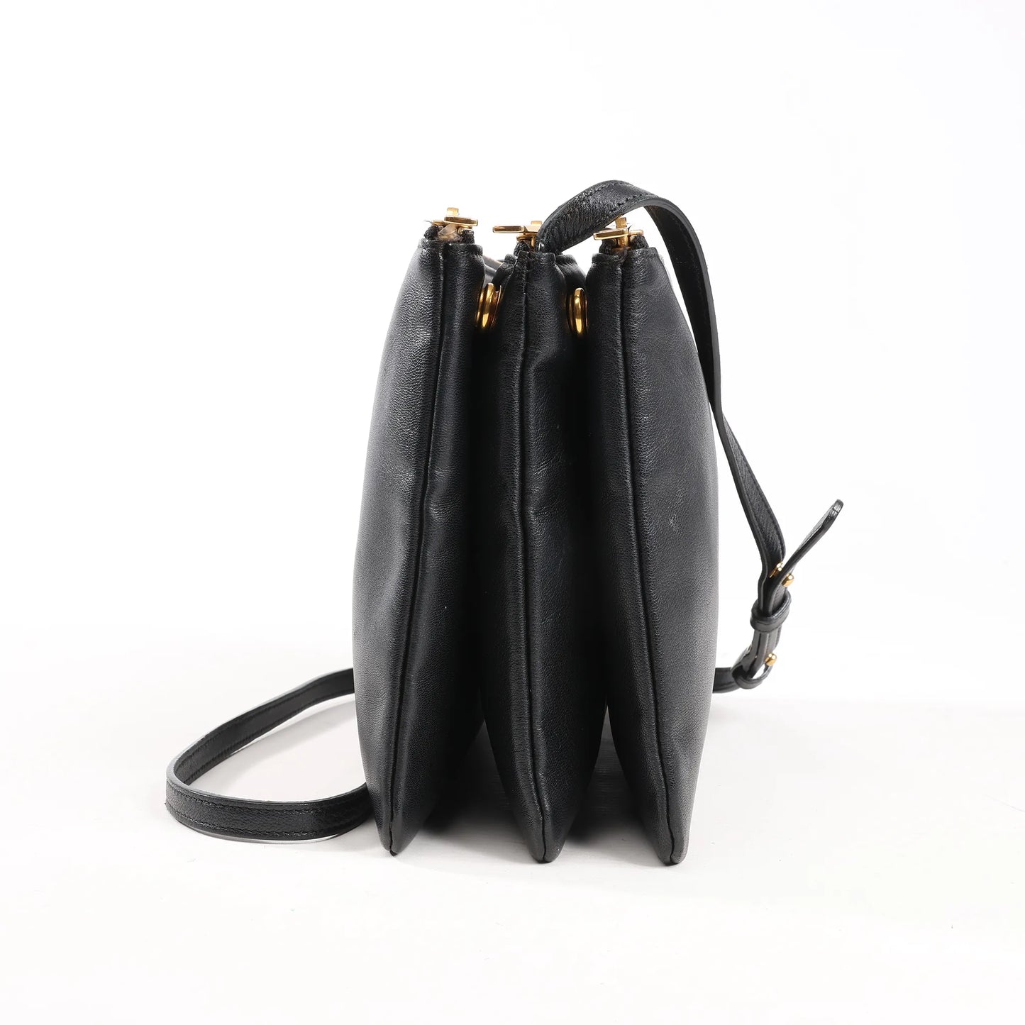 Celine Trio Large Leather Crossbody bag in Black