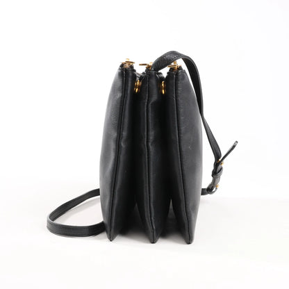 Celine Trio Large Leather Crossbody bag in Black